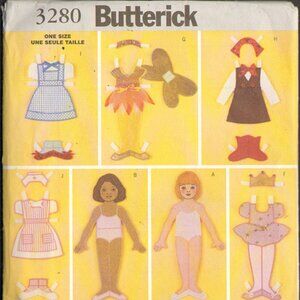 Butterick 3280 Sewing Pattern Fabric Paper Doll & Clothes uncut